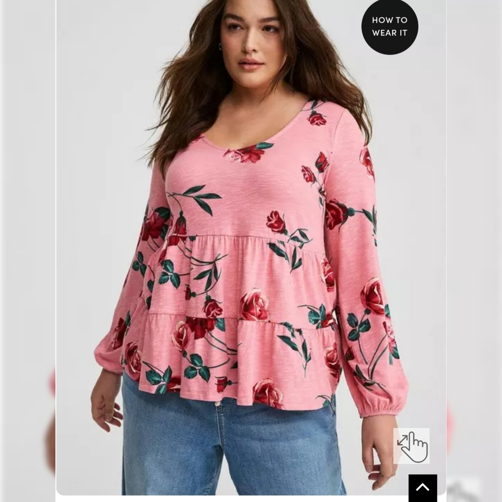 Pink Tiered Long Sleeve Blouse 2